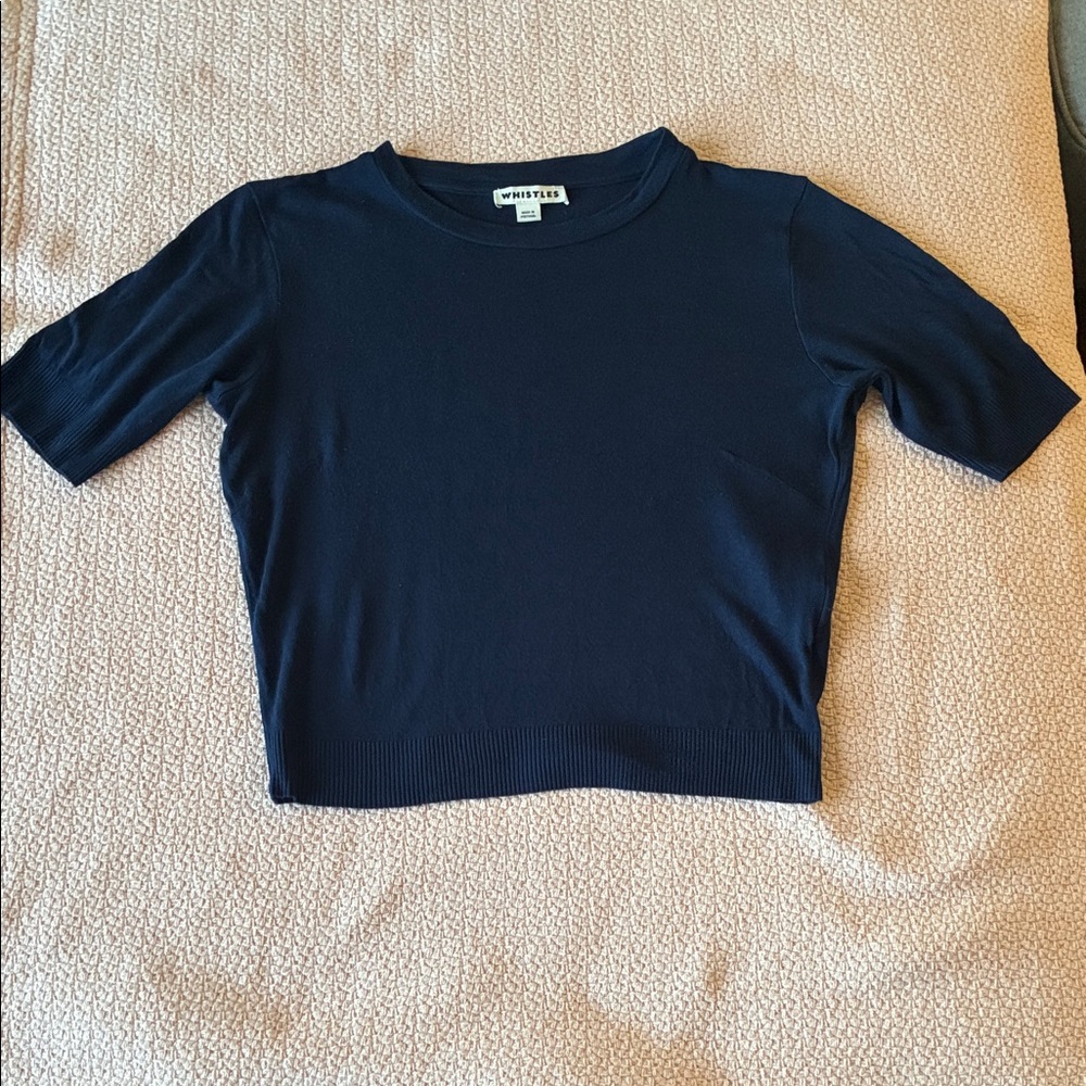 WHISTLES Navy Blue Crop Top